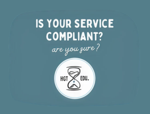 Text on a blue background reads: “Are your displayed documents compliant? Scan to be sure.” Below is a logo with an hourglass and the text “QR Code Poster of NQF Documents to Display for Compliance”.
