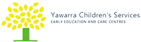 Logo for Yawarra Children’s Services featuring a stylised tree with yellow leaves and green trunk, and text “Yawarra Children’s Services Early Education and Care Centres” on the right.