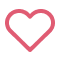 A red heart-shaped outline icon on a light grey background.