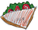 Drawing of a sandwich with lettuce and tomato slices visible, inside two slices of brown bread.
