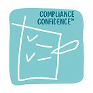 Hand-drawn tick list with two ticks and the words “Compliance Confidence” on a blue background.
